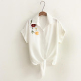 2018 Top Summer Women Casual Tops Short Sleeve Embroidery White Top Blouses Shirts Sexy Kimono Loose Beach Shirt Blusas Feminina