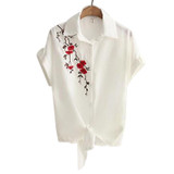 2018 Top Summer Women Casual Tops Short Sleeve Embroidery White Top Blouses Shirts Sexy Kimono Loose Beach Shirt Blusas Feminina