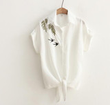 2018 Top Summer Women Casual Tops Short Sleeve Embroidery White Top Blouses Shirts Sexy Kimono Loose Beach Shirt Blusas Feminina