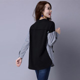 2018 Spring Blouses Shirt Female Long Sleeve Casual Striped Patchwork Fake Two Pieces Women Blouses Loose Plus Size Lady Tops