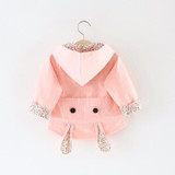 2018 Spring Baby Infants Girls Kids Hooded Cartoon Long Sleeve Bow Jackets Princess Cardigan Outwear Trench Coat Casaco S6247