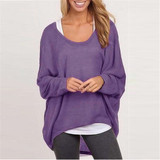 2018 Spring Autumn Women Blouse New Fashion Batwing Long Sleeve Casual Loose Solid Color Shirt Plus Size Sexy Tops Blusas