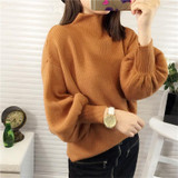 2018 Spring Autumn Winter Women Sweater Fashion Turtleneck Lantern Sleeves Pullovers Loose Knitted Sweaters Female Jumper Top S7 2018 Spring Autumn Winter Women Sweater Fashion Turtleneck Lantern Sleeves Pullovers Loose Knitted Sweaters Female Jumper Top S7