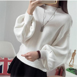 2018 Spring Autumn Winter Women Sweater Fashion Turtleneck Lantern Sleeves Pullovers Loose Knitted Sweaters Female Jumper Top S7 2018 Spring Autumn Winter Women Sweater Fashion Turtleneck Lantern Sleeves Pullovers Loose Knitted Sweaters Female Jumper Top S7