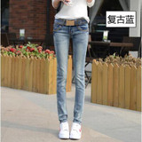 2018 spring and summer new plus size cotton female women girls elastic skinny low waist pencil pants jeans clothing clothes