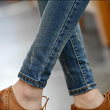 2018 spring and summer new plus size cotton female women girls elastic skinny low waist pencil pants jeans clothing clothes