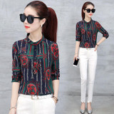 2018 New Spring Women Office Shirts Long Sleeve Blouse Shirts 3D Print Shirt Plaid Fashion Style Lady OL Female Clothing Tops