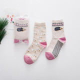 2018 new spring women socks 2 pair gift box cotton cartoon print creative fashion socks for women