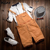 Free Shipping 2016 Men's cotton Overalls Mens Denim Bib Overalls  Shorts Jumpsuit Mens Jean Shorts Jeans Man