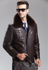 Free shipping 2014 New arrival winter Men brand sheepskin leather clothing Men's fur coat , winter leather jacket M-XXXL