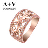 free shipping 18k white gold or rose gold nature diamond claasic butterfly ring for women engagement wedding party