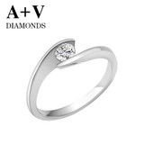 free shipping 18k white gold or rose gold 0.12ct nature diamond classic ring for women engagement wedding anniversary
