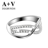 free shipping 18k white gold 0.56ct nature diamond classic ring for women engagement wedding