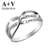 free shipping 18k white gold 0.56ct nature diamond classic ring for women engagement wedding