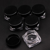 Free shipping 100/lot 3g square cream jar, black cap cosmetic container, plastic bottle,sample jar,display case