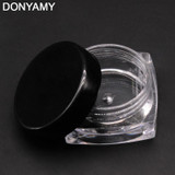 Free shipping 100/lot 3g square cream jar, black cap cosmetic container, plastic bottle,sample jar,display case