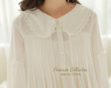 Free Shipping 100% Cotton Princess White Long Pyjamas  Pink Nightgown Women's Sleepwear Ladies pijamas femininos