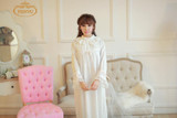 Free Shipping 100% Cotton Princess Nightdress Royal Pijamas Long Sleepwear Women's Nightgowns Lace Nightshirt