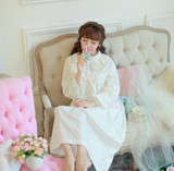 Free Shipping 100% Cotton Princess Nightdress Royal Pijamas Long Sleepwear Women's Nightgowns Lace Nightshirt