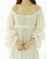 Free Shipping 100% Cotton Prinsty Nightdress  Women's  Nightgown Long White Pijamas Embroidery Sleepwear nightdress feminino