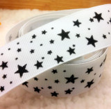 Free Shipping 1" (25mm) width, star printed navy blue ribbon Polyester Grosgrain ribbon, DIY hairbow accessories, gift package