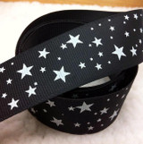 Free Shipping 1" (25mm) width, star printed navy blue ribbon Polyester Grosgrain ribbon, DIY hairbow accessories, gift package
