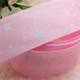 Free Shipping 1" (25mm) width, star printed navy blue ribbon Polyester Grosgrain ribbon, DIY hairbow accessories, gift package