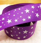 Free Shipping 1" (25mm) width, star printed navy blue ribbon Polyester Grosgrain ribbon, DIY hairbow accessories, gift package