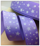 Free Shipping 1" (25mm) width, star printed navy blue ribbon Polyester Grosgrain ribbon, DIY hairbow accessories, gift package