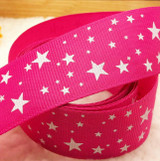 Free Shipping 1" (25mm) width, star printed navy blue ribbon Polyester Grosgrain ribbon, DIY hairbow accessories, gift package