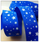 Free Shipping 1" (25mm) width, star printed navy blue ribbon Polyester Grosgrain ribbon, DIY hairbow accessories, gift package
