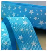 Free Shipping 1" (25mm) width, star printed navy blue ribbon Polyester Grosgrain ribbon, DIY hairbow accessories, gift package