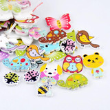 Free shipping -100pcs Mixed 2 Holes pattern cartoons Wood Sewing Buttons Scrapbooking D3100