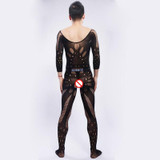 KWAN.Z male sexy lingerie transparent open crotch bodystocking men's catsuit sexy body all wrapped hot erotic underwear bodysuit