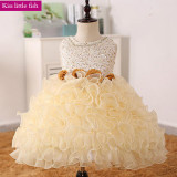 KSL68  Free shipping high quality champagne  cheap flower girl dress  Girls party prom dress