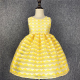 Kseniya Kids 2017 Summer Yellow Girl Dress Striped Princess Dresses For Girls Cotton Birthday Party Wedding Children's Dresses