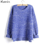 Ksenia 2017 Women Loose sweaters and Pullovers Autumn Winter Fashion Casual O-Neck Knitted Sweater pullover female jumper