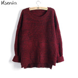 Ksenia 2017 Women Loose sweaters and Pullovers Autumn Winter Fashion Casual O-Neck Knitted Sweater pullover female jumper