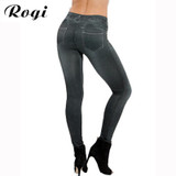 Rogi Plus Size Women Slim Skinny Leggings Women High Waist Jeans Leggings Fitness Girls Sexy Fashion Denim Pants Trousers Pocket