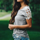 Rogi Plus Size 2017 Women Short Sleeve Blusas Fashion Blouse Lace Patchwork HarajukuTops Casual O-Neck Shirts Poleras De Mujer