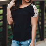 Rogi Plus Size 2017 Women Short Sleeve Blusas Fashion Blouse Lace Patchwork HarajukuTops Casual O-Neck Shirts Poleras De Mujer