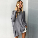Rogi Long Knitted Sweater Tops Women 2018 Autumn Casual Loose Batwing Sleeve Knit Sweater Oversized Pullover Jumper Pull Femme