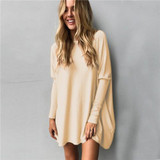 Rogi Long Knitted Sweater Tops Women 2017 Autumn Casual Loose Batwing Sleeve Knit Sweater Oversized Pullover Jumper Pull Femme