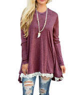 Rogi Lace Shirts Women 2018 Womens Tops And Blouses Long Sleeve Splice Shirt Women Tunic Tops Casual Loose Patchwork Lace Blouse