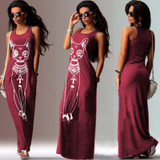 Rogi Cat Print Long Maxi Dress Summer Boho Beach Bodycon Dresses Vintage Sundresses Evening Party Dress Vestidos Mujer Plus Size