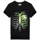 Rocksir T Shirt Men Cotton 2017 Men's Casual Short Sleeves 3D T-shirt Rib Bones Printing Brand Clothing Tops Tees