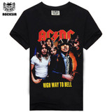 Rocksir Men's T shirt AC DC logo Rock Band t shirts for Men 6 Designs Summer black t shirt men brand clothing #ACDC