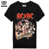 Rocksir Men's T shirt AC DC logo Rock Band t shirts for Men 6 Designs Summer black t shirt men brand clothing #ACDC