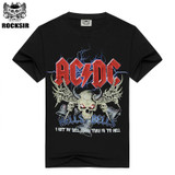 Rocksir Men's T shirt AC DC logo Rock Band t shirts for Men 6 Designs Summer black t shirt men brand clothing #ACDC