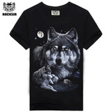 Rocksir 3D wolf Men's T-shirts New Men Animal 3D Printing cotton T shirts Summer casual wolf printed Tops Tees t shirt Plus Size
